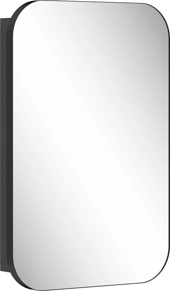 HOMCOM Dulap cu oglindă pentru baie, dulap de baie cu oglindă, dulap suspendat cu poliță reglabilă, 40 x 10 x 60 cm, Negru | Aosom Romania