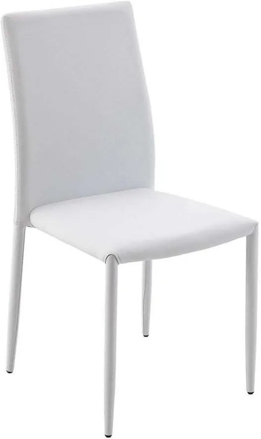 Set 4 scaune dining Ada, 90.5x46.5x43.5 cm, metal/ ecopiele, alb