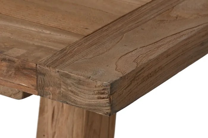 Masă dining din lemn masiv de tec, natur, 10 locuri, cu bază în formă de V, 75 x 200 x 100 cm, „Thoren”
