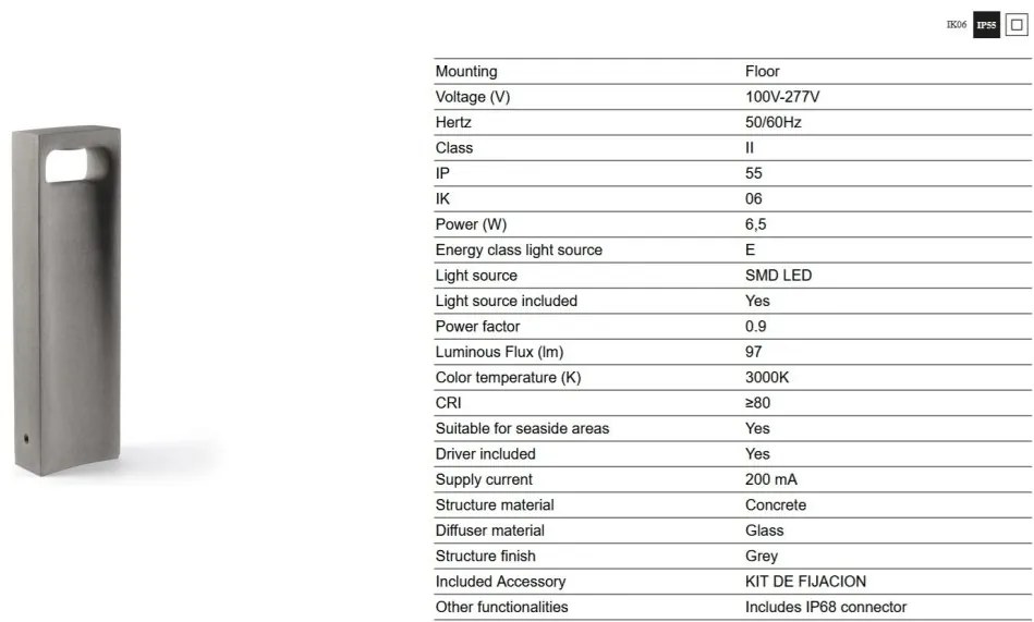 Stalp LED iluminat exterior IP55 GLINT 3000K H-70cm gri