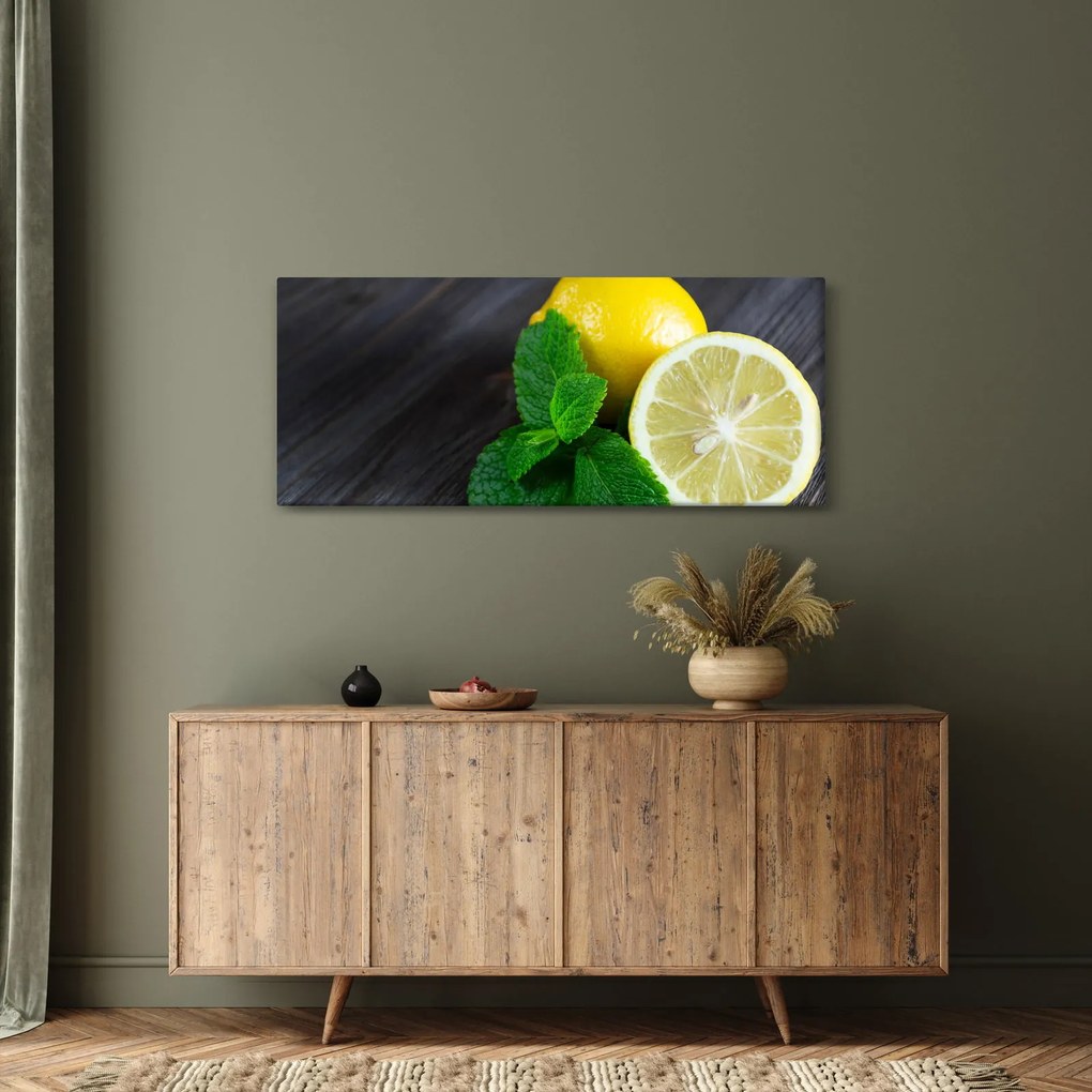 Tablou cu lămâie și mentă pe masă (120x50 cm)