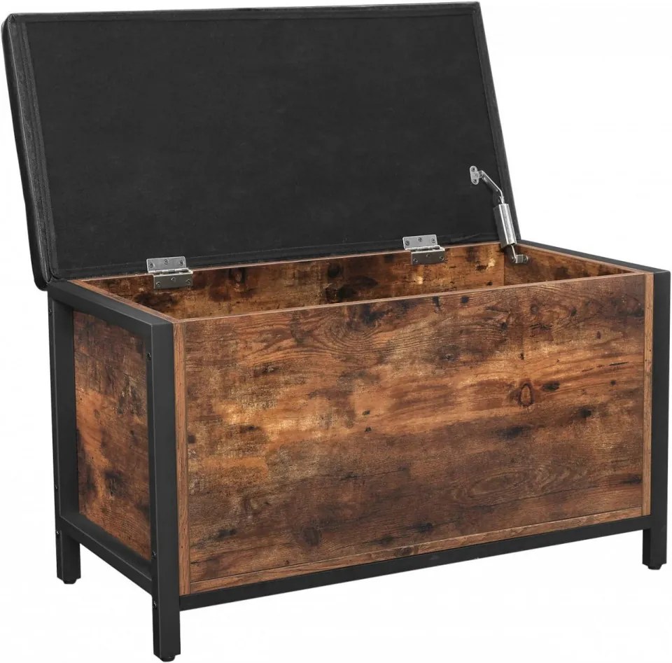 Bancheta Depozitare, Negru / Maro Rustic