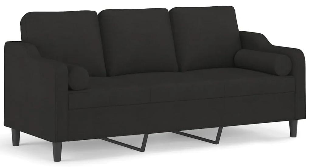 3200857 vidaXL Canapea cu 3 locuri cu pernuțe, negru, 180 cm, textil