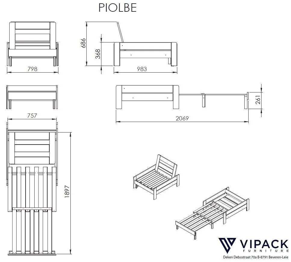 Set pat copii PINO supraetajat gri (140x200cm) și fotoliu canapea extensibil