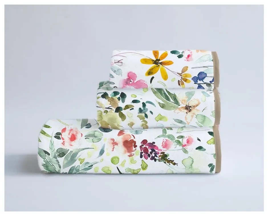 Set 3 prosoape din bumbac și microfibră Surdic Calm Flowers