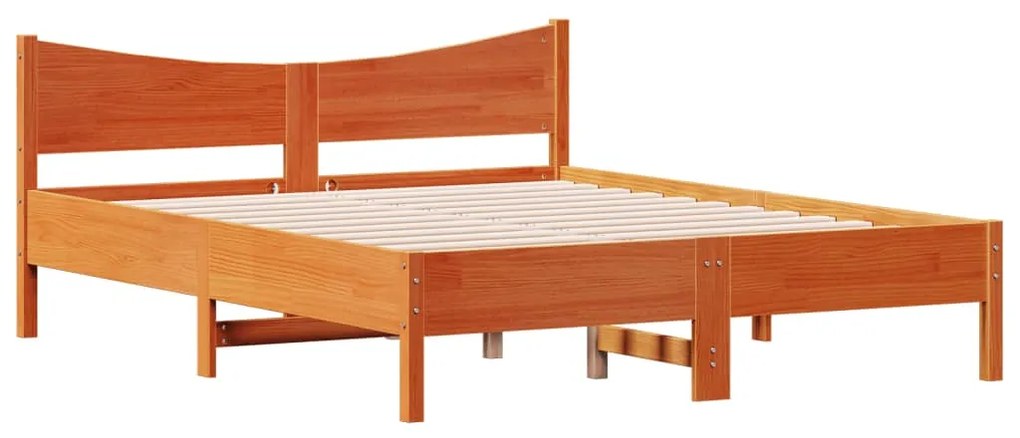 3216365 vidaXL Cadru de pat cu tăblie, maro ceruit, 160x200 cm, lemn masiv pin