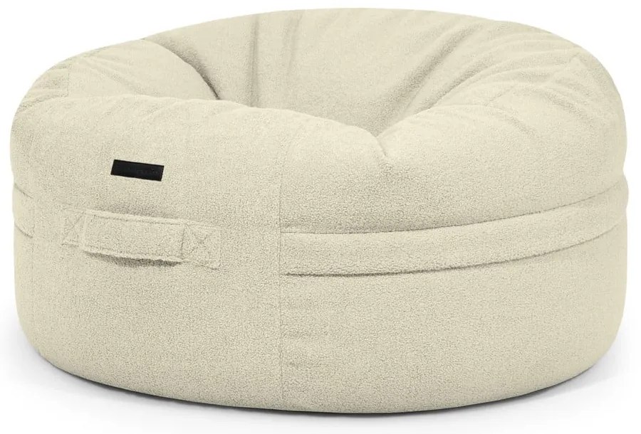 Fotoliu bean bag crem cu tapițerie din țesătură bouclé Roll 105 – SLOWDOWN