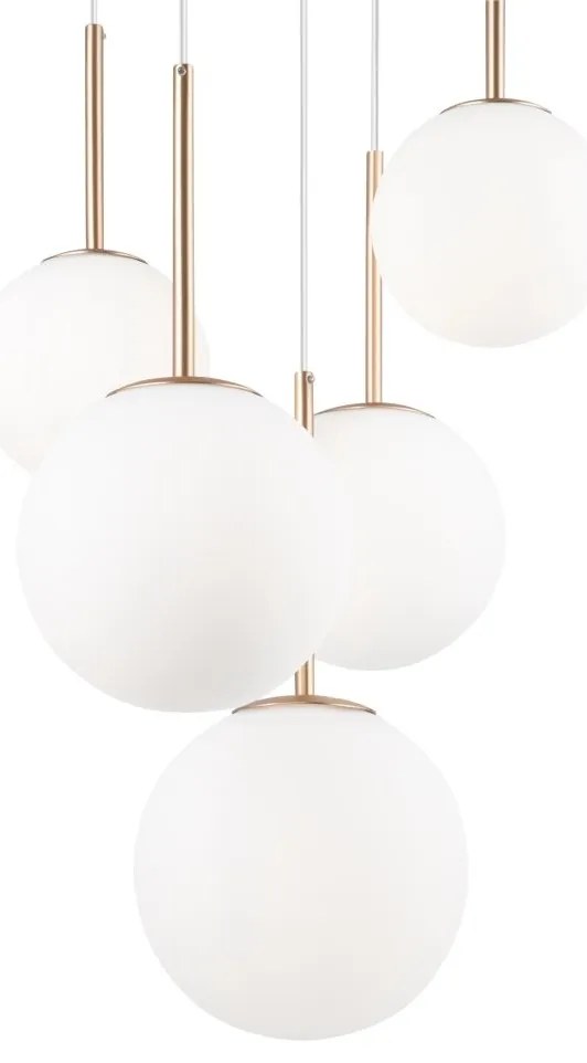 Lustra cu 5 pendule design modern Basic form auriu/ alb
