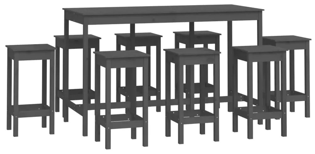 3124719 vidaXL Set mobilier de bar, 9 piese, lemn masiv de pin