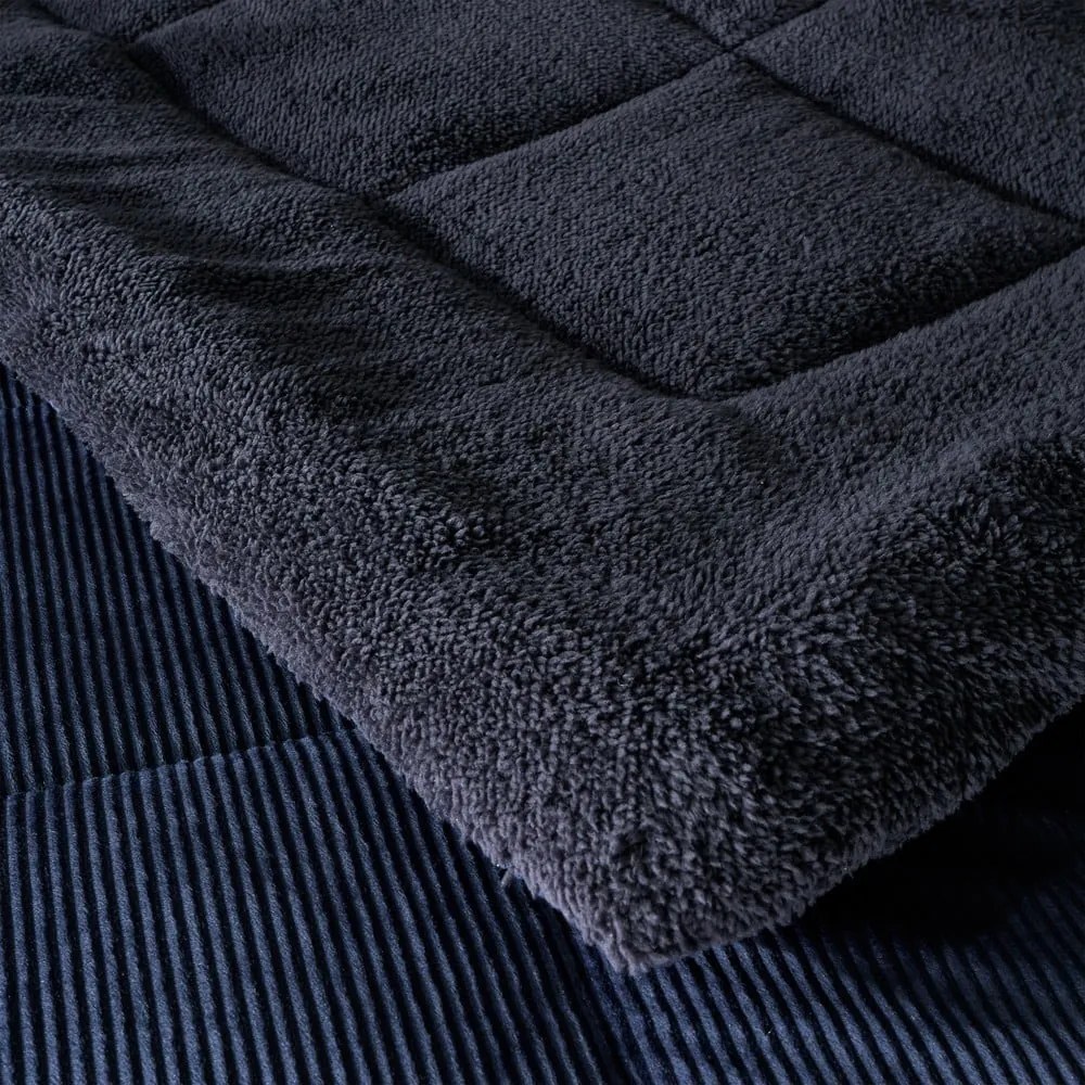 Cuvertură albastru-închis matlasată din micropluș pentru pat dublu 200x220 cm Cosy Cord – Catherine Lansfield