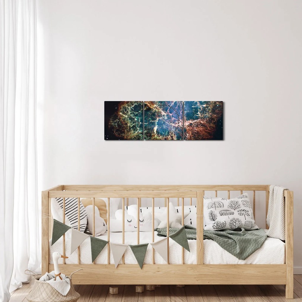 Tablou - Nebuloasa Crabului (cu ceas) (90x30 cm)
