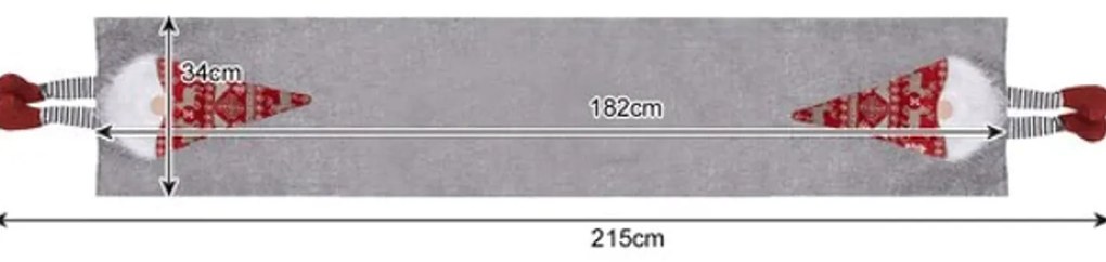 Fugar de masa de Craciun NORDIC GNOME 34x180 cm, gri