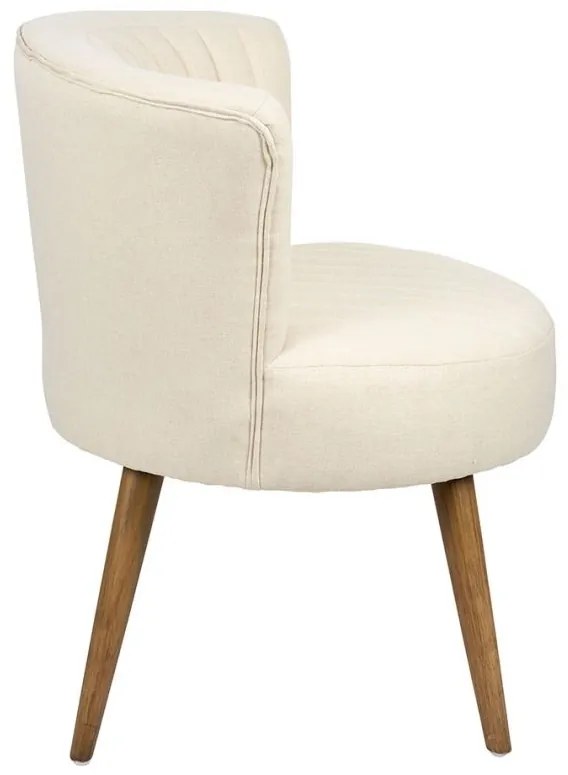 Scaun dining, crem, din lemn de cauciuc si textil, Demeure