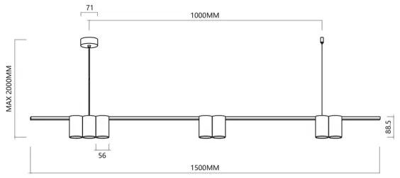 Lustră pe cablu GENESIS 7xGU10/8W/230V alb