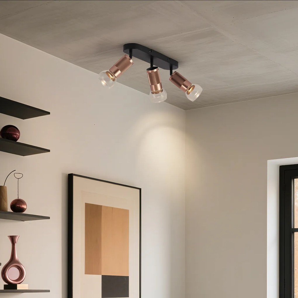 Spot rotund de tavan bronz închis cu 3 lumini reglabil - Veerle