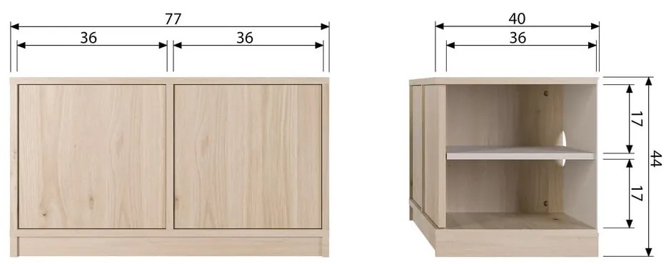 Comodă TV modulară cu aspect de lemn de stejar 77x44 cm Modulair – vtwonen