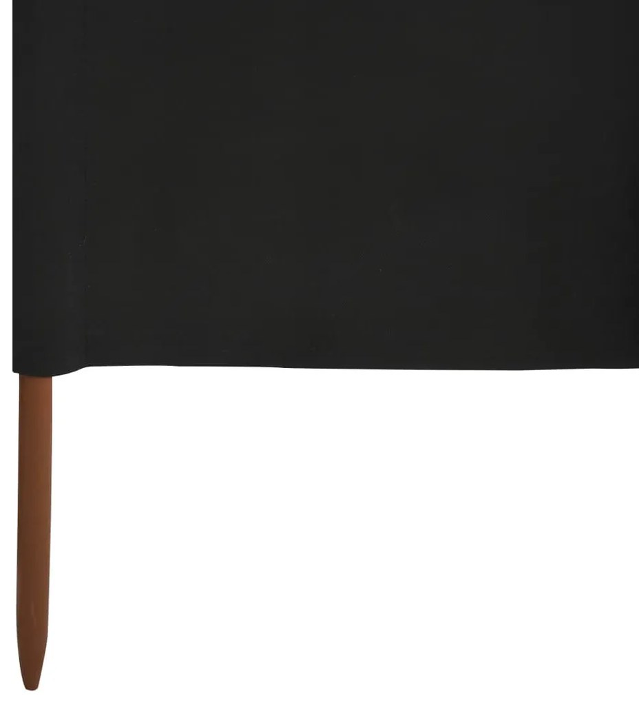 Paravan anti-vant cu 6 panouri, negru, 800 x 80 cm, textil Negru, 800 x 80 cm