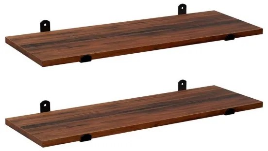 Set de 2 rafturi de perete SHELFY, maro/negru