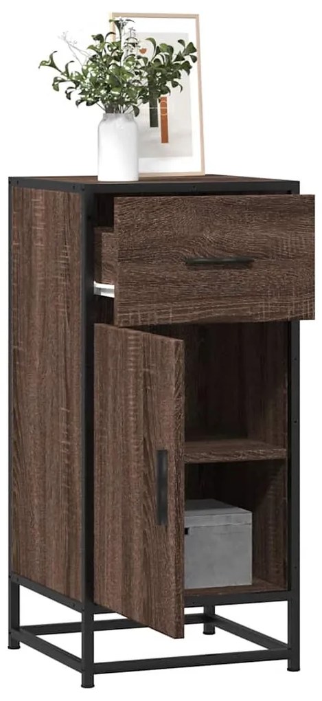 vidaXL Dulap, stejar maro, 35,5x35x76 cm, lemn prelucrat și metal