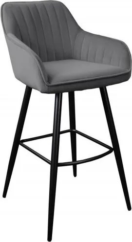 Set 2 scaune de bar Turin catifea gri argintiu
