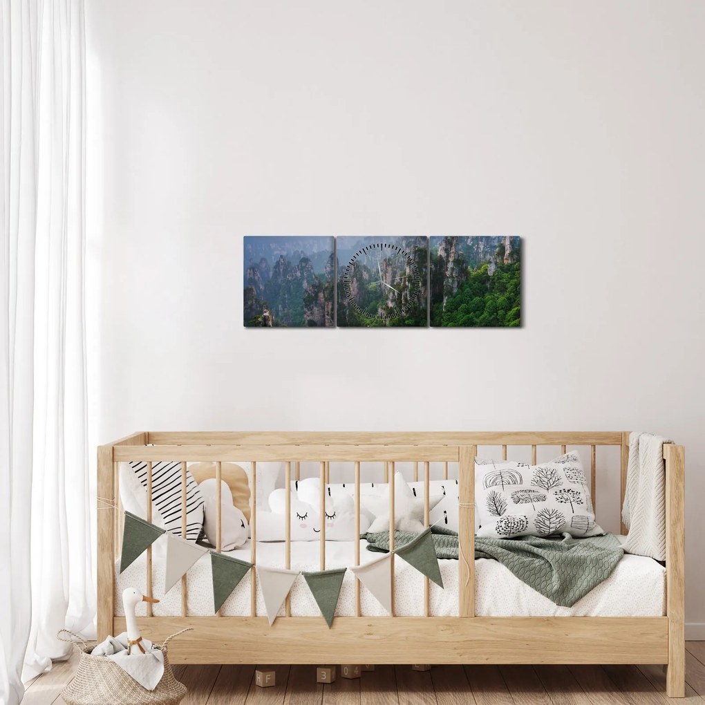 Tablou - Parcul forestier național Zhangjiajie (cu ceas) (90x30 cm)
