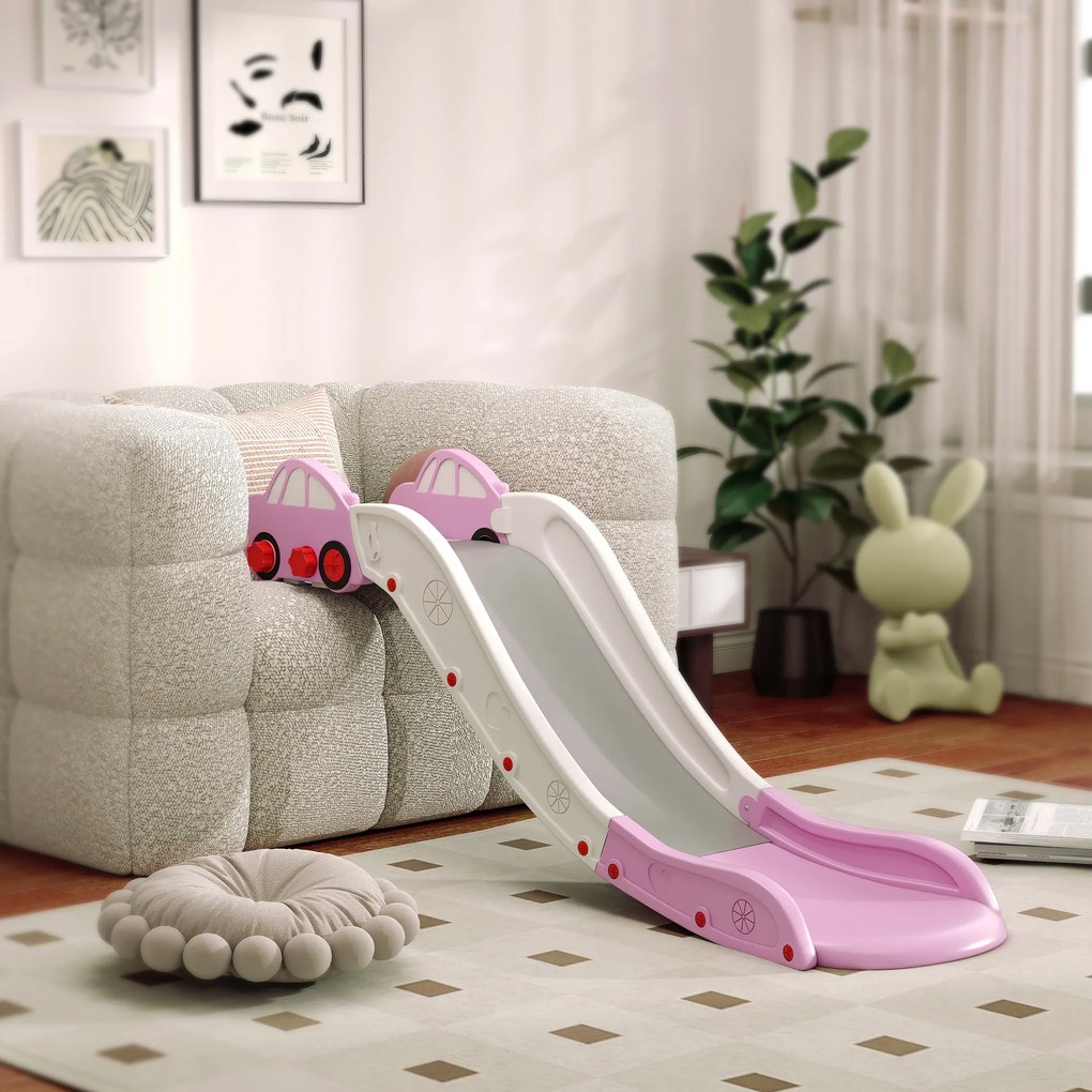 AIYAPLAY Tobogan pentru Copii din HDPE cu Zonă de Amortizare Integrată, pentru Canapele, Paturi, 18-48 luni, Roz | Aosom Romania