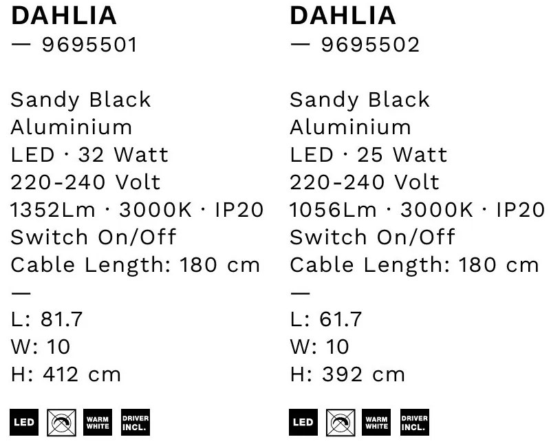 Lustra suspendata LED tip Lampadar L-60cm, DAHLIA NVL-9695502