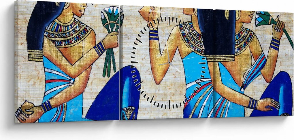 Tablou - Picturi egiptene (cu ceas) (90x30 cm)
