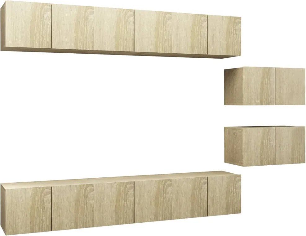 vidaXL Set dulapuri TV, 8 piese, stejar sonoma, lemn prelucrat