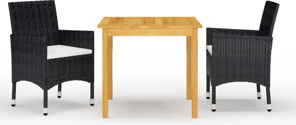 vidaXL Set mobilier de grădină cu perne, 3 piese, negru