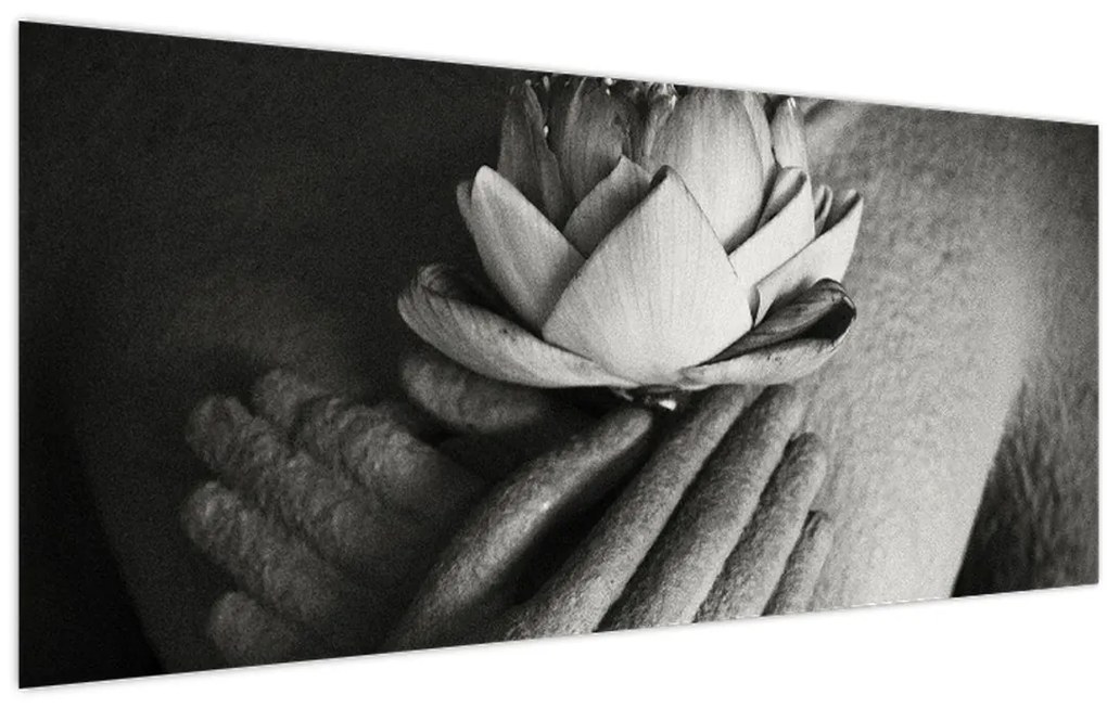 Tablou - Lotus în mâinile lui Buddha (120x50 cm)