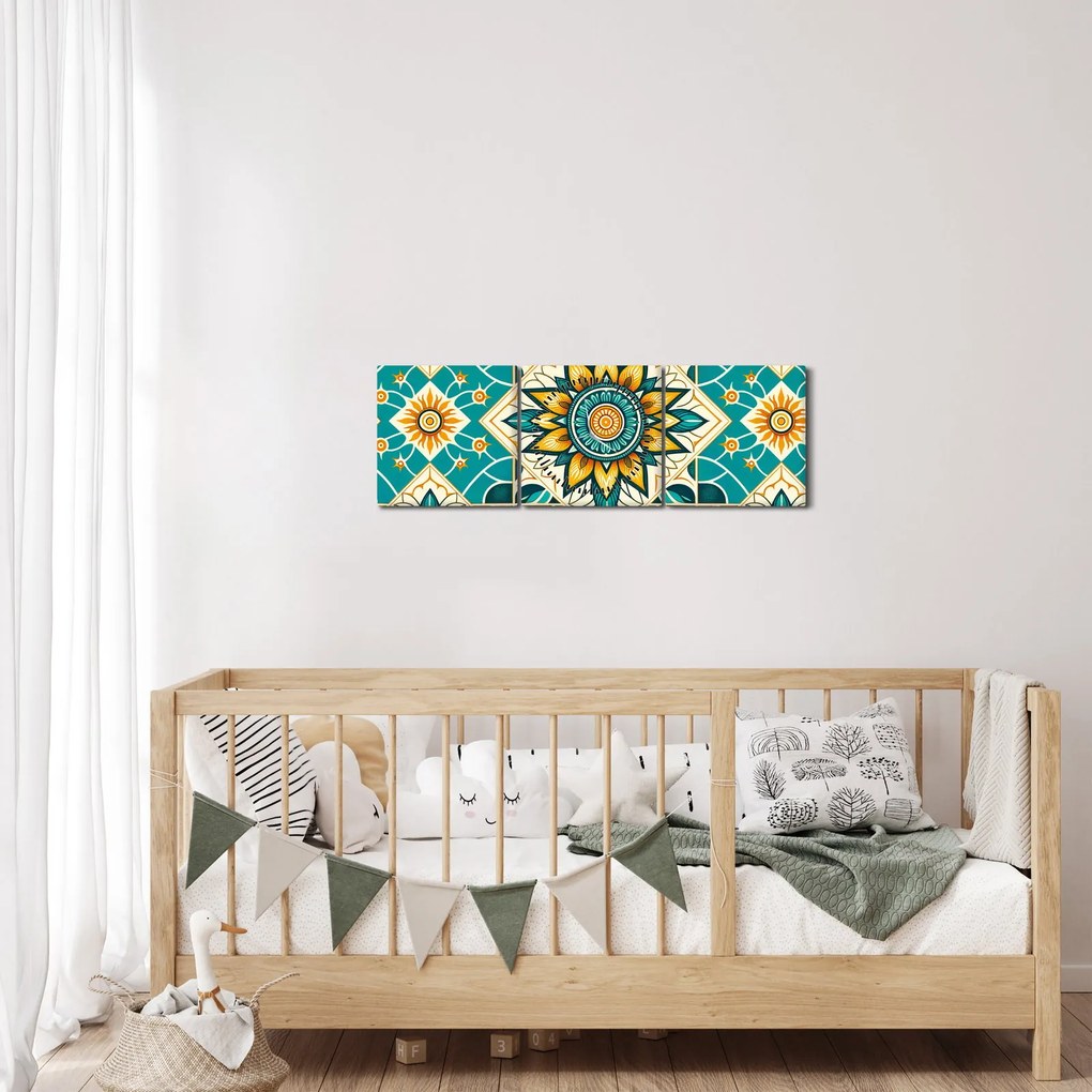 Tablou - Model turcoaz (cu ceas) (90x30 cm)