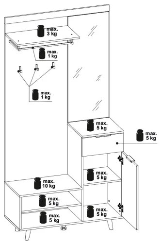 Panou pentru hol cu oglindă SVEN maro/alb