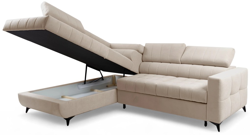 Colțar extensibil Nardo L pe stânga - pluș bej Pretty 03