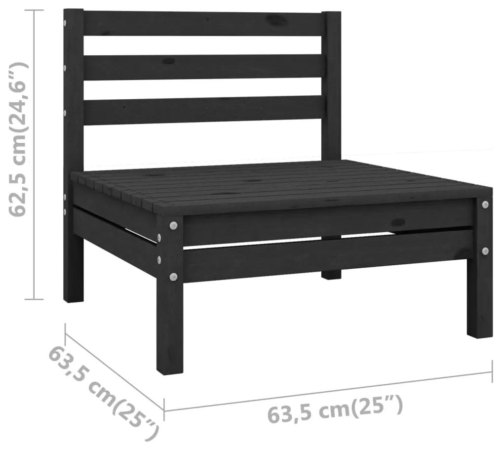 Set mobilier de gradina, 3 piese, negru, lemn masiv de pin Negru, 2x mijloc + masa, 1