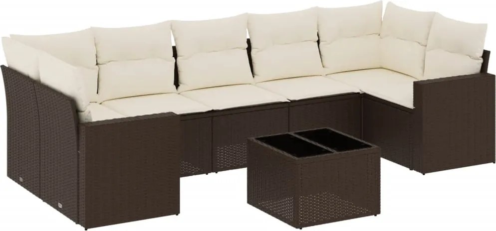 vidaXL Set canapele de grădină cu perne, 8 piese, maro, poliratan