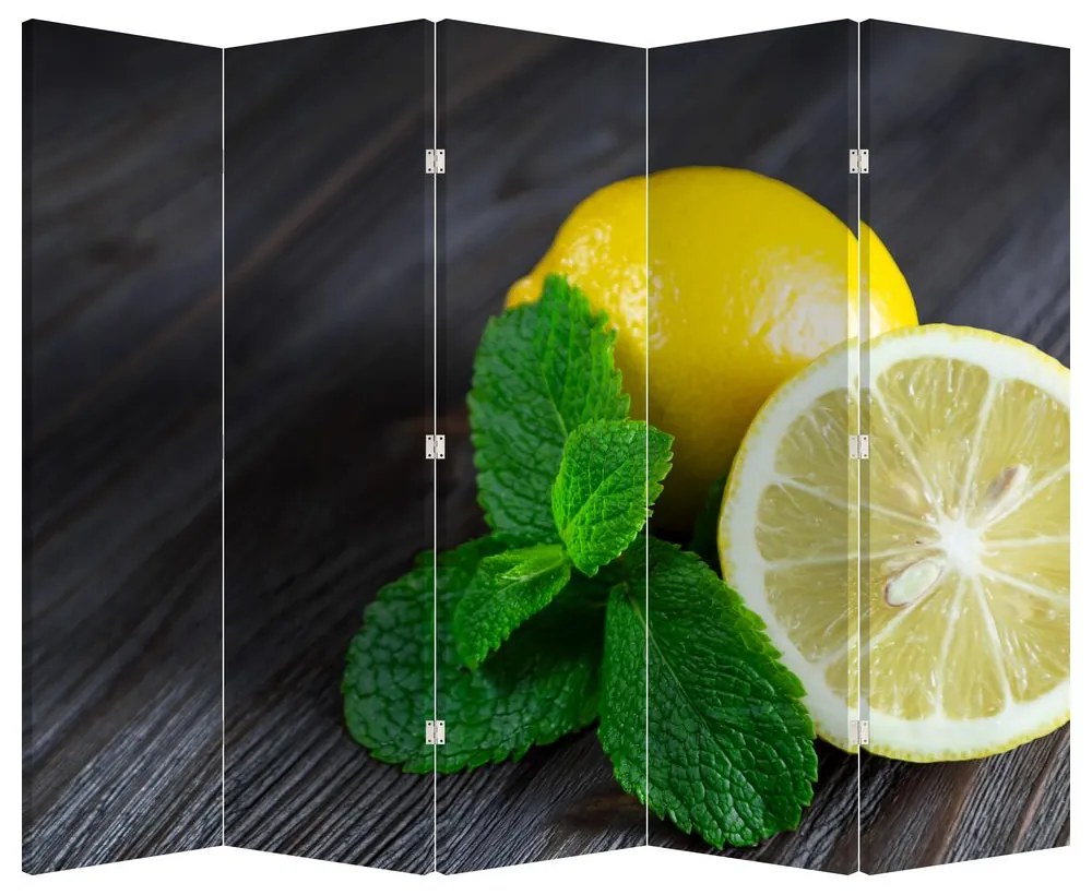 Paravan - Lămâie și mentă pe masă (210x170 cm)