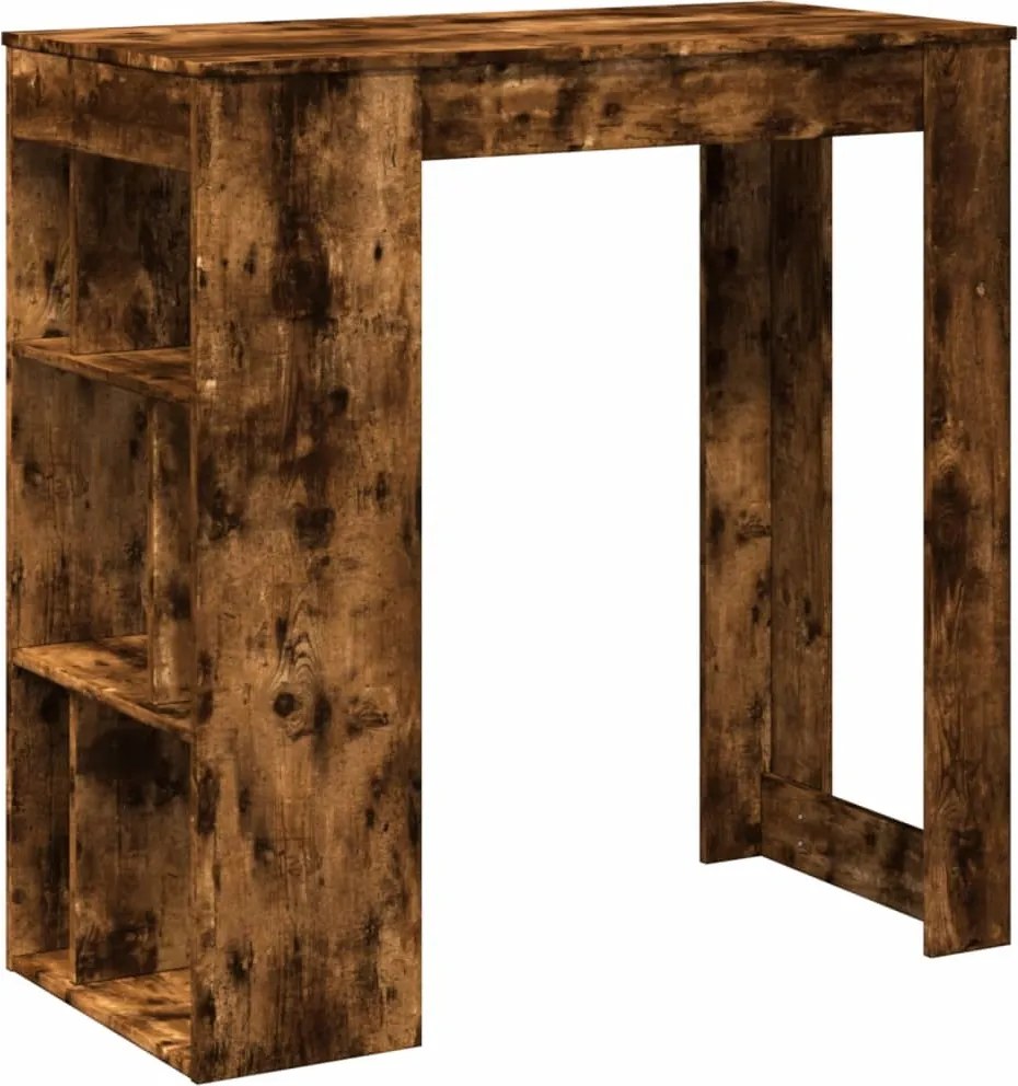 vidaXL Masă de bar cu rafturi, stejar fumuriu, 102x50x103,5 cm, lemn