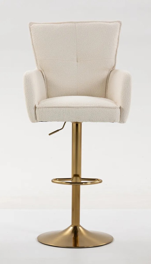 HR250W Scaun Crem Boucle Bază Aurie