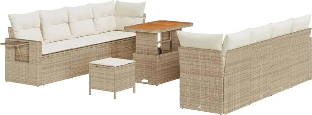 vidaXL Set de canapele pentru grădină 11 pcs Bej și crem poliratan