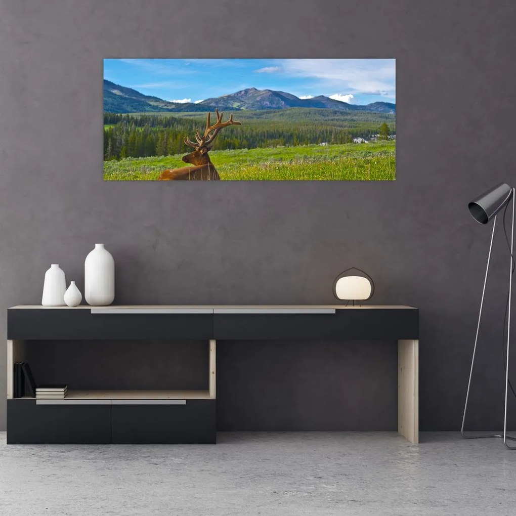 Tablou - Cerb în luncă (120x50 cm)