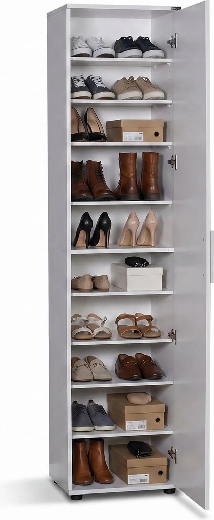 Pantofar cu oglinda Adore Porto, usa reversibila, 10 rafturi, capacitate 20 perechi incaltaminte, 45 x 187 x 36 cm