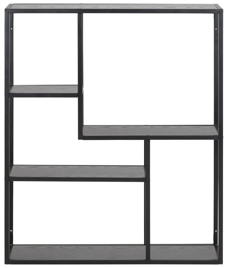 Bibliotecă de perete neagră cu aspect de lemn de frasin 75x91 cm Seaford – Actona
