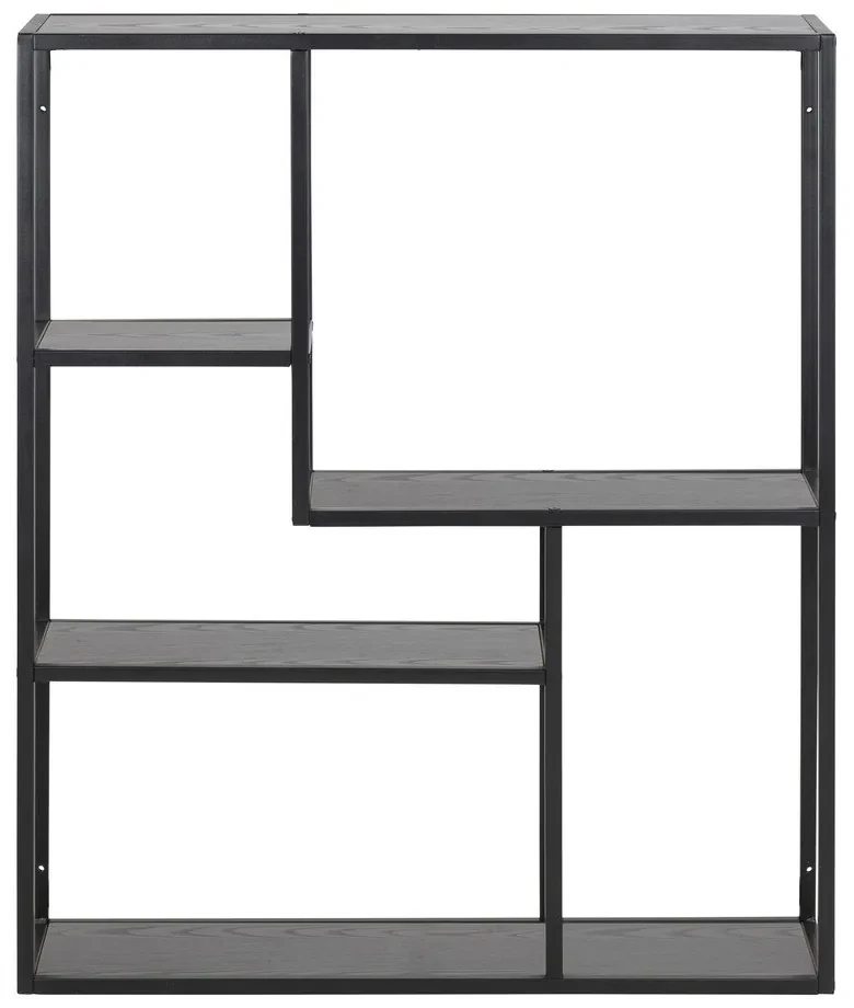 Bibliotecă de perete neagră cu aspect de lemn de frasin 75x91 cm Seaford – Actona