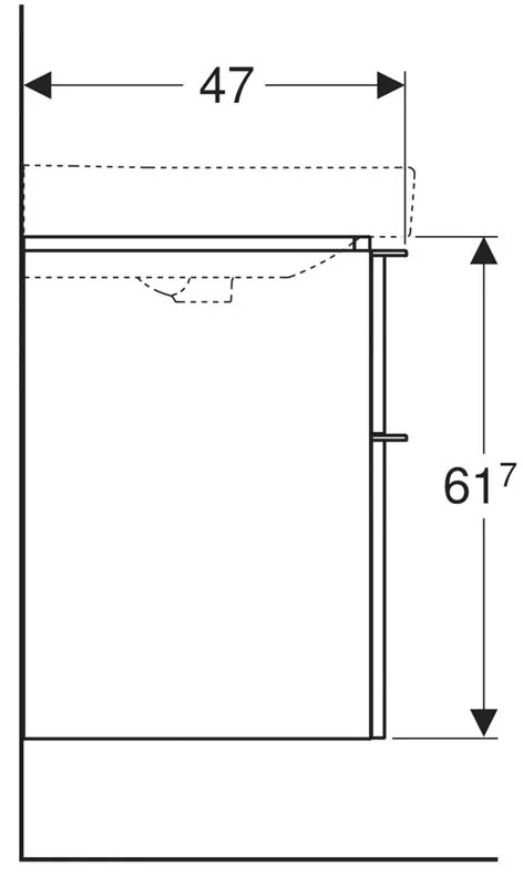 Mobilier suspendat cu doua sertare, Geberit, Smyle Square, pentru lavoar, 75 cm, lava mat 75 cm