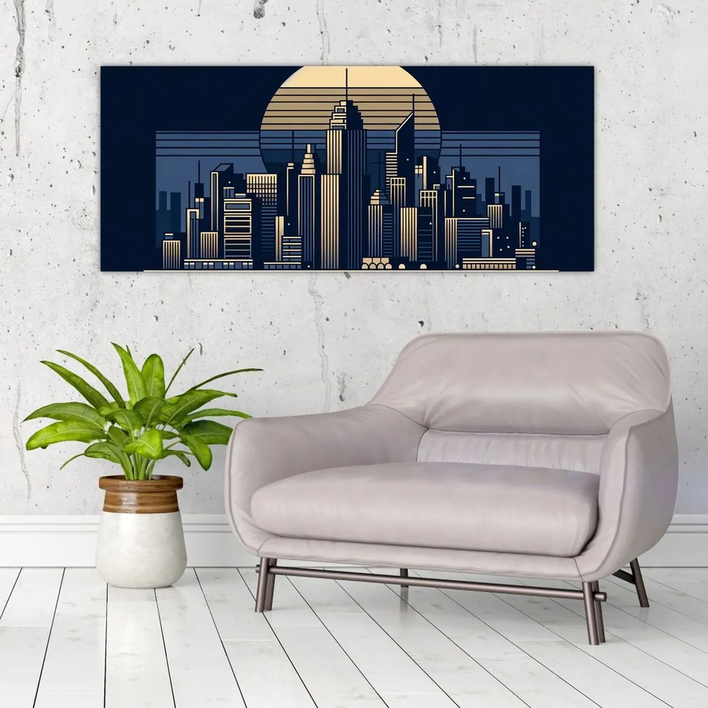 Tablou – Oraș geometric (120x50 cm)