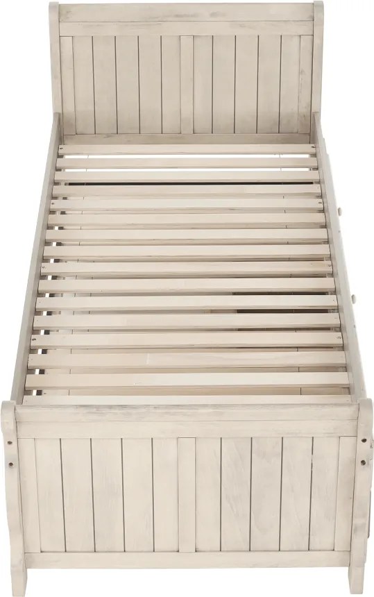 Pat cu pat suplimentar, alb antic, 90x200, ANTIKO