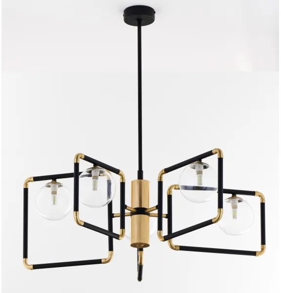 Lustră pe cablu Jupiter 1985 IBRA 5xG9/10W/230V negru/auriu