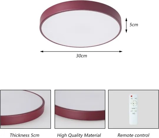 Brilagi LED Plafonieră dimerizabilă POOL LED/36W/230V 3000-6000K 30 cm bordo + telecomandă