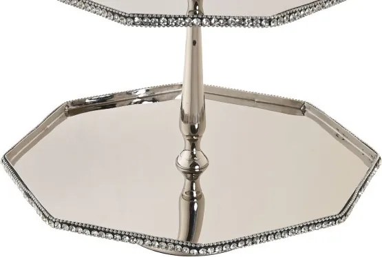 Suport argintiu din aluminiu cu 3 nivele, 28×28×47 cm, „Silver"